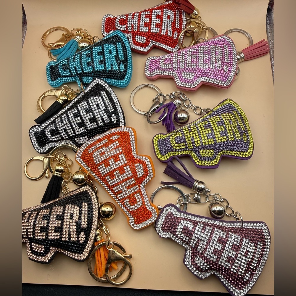 Cheer Megaphone Keychains with Rhinestones lot of 8​​